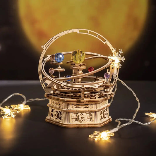 ROKR Rotating Starry Night Mechanical Music Box 3D Wooden Puzzle Assembly Model Building Kits - LauBelle Brand