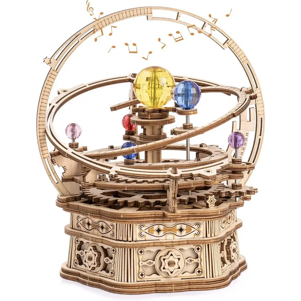 ROKR Rotating Starry Night Mechanical Music Box 3D Wooden Puzzle Assembly Model Building Kits - LauBelle