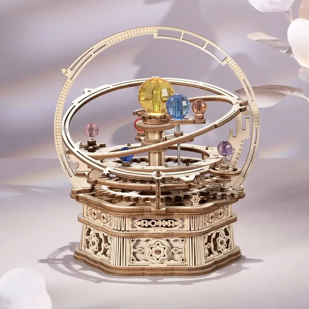 ROKR Rotating Starry Night Mechanical Music Box 3D Wooden Puzzle Assembly Model Building Kits - LauBelle Brand