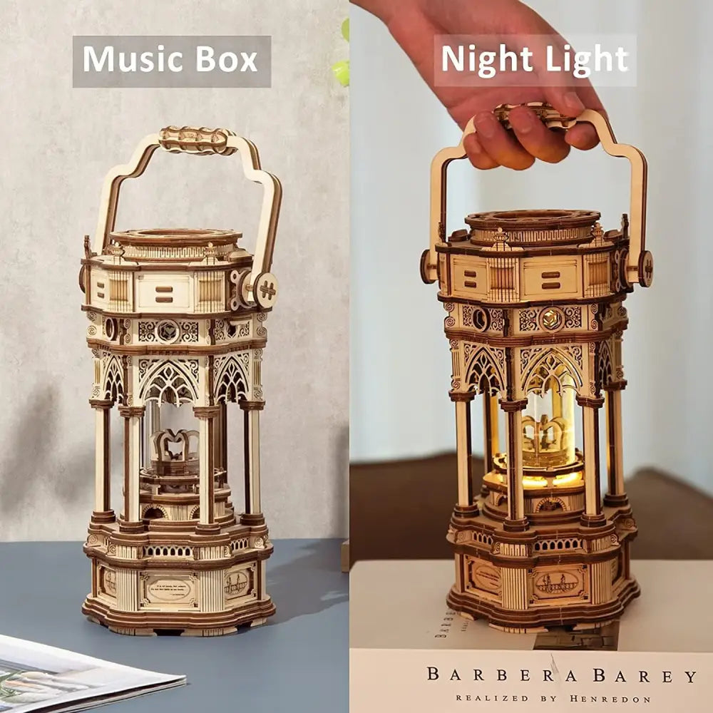 Robotime Rokr 3D Wooden Puzzles DIY Musical Box Building Kit Mechanical Models to Build - Victorian Lantern - LauBelle
