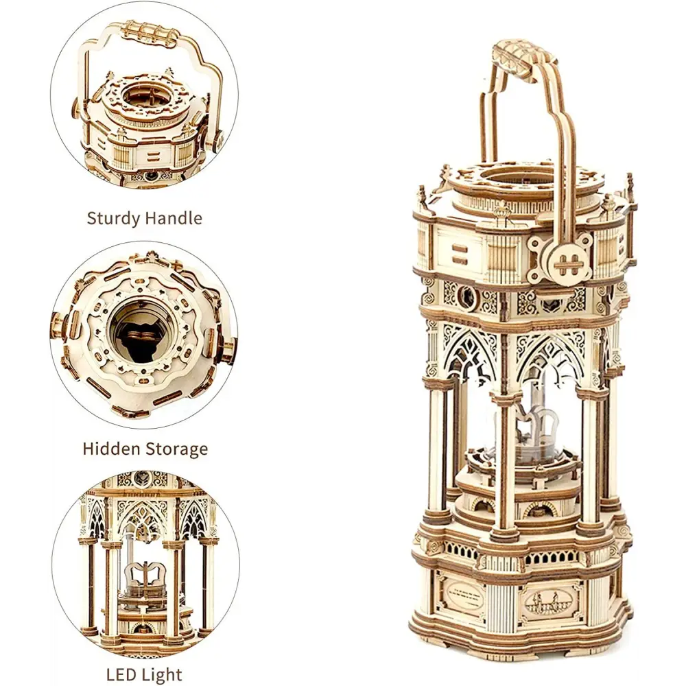 Robotime Rokr 3D Wooden Puzzles DIY Musical Box Building Kit Mechanical Models to Build - Victorian Lantern - LauBelle Brand