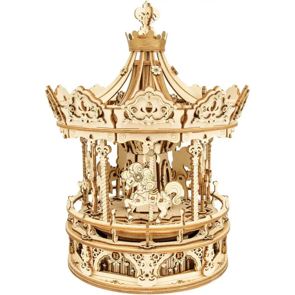 Robotime Rokr 3D Wooden Puzzles Construction Model Kit 336 Pieces Rotating - Romantic Carousel - LauBelle