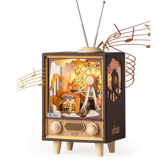 Robotime Rolife Sunset Carnival Music Box – 3D Wooden Puzzle with Lights, Luxurious Design Toy & Home Decoration for Kids & Adults - LauBelle Brand
