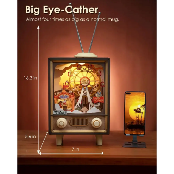 Robotime Rolife Sunset Carnival Music Box – 3D Wooden Puzzle with Lights, Luxurious Design Toy & Home Decoration for Kids & Adults - LauBelle