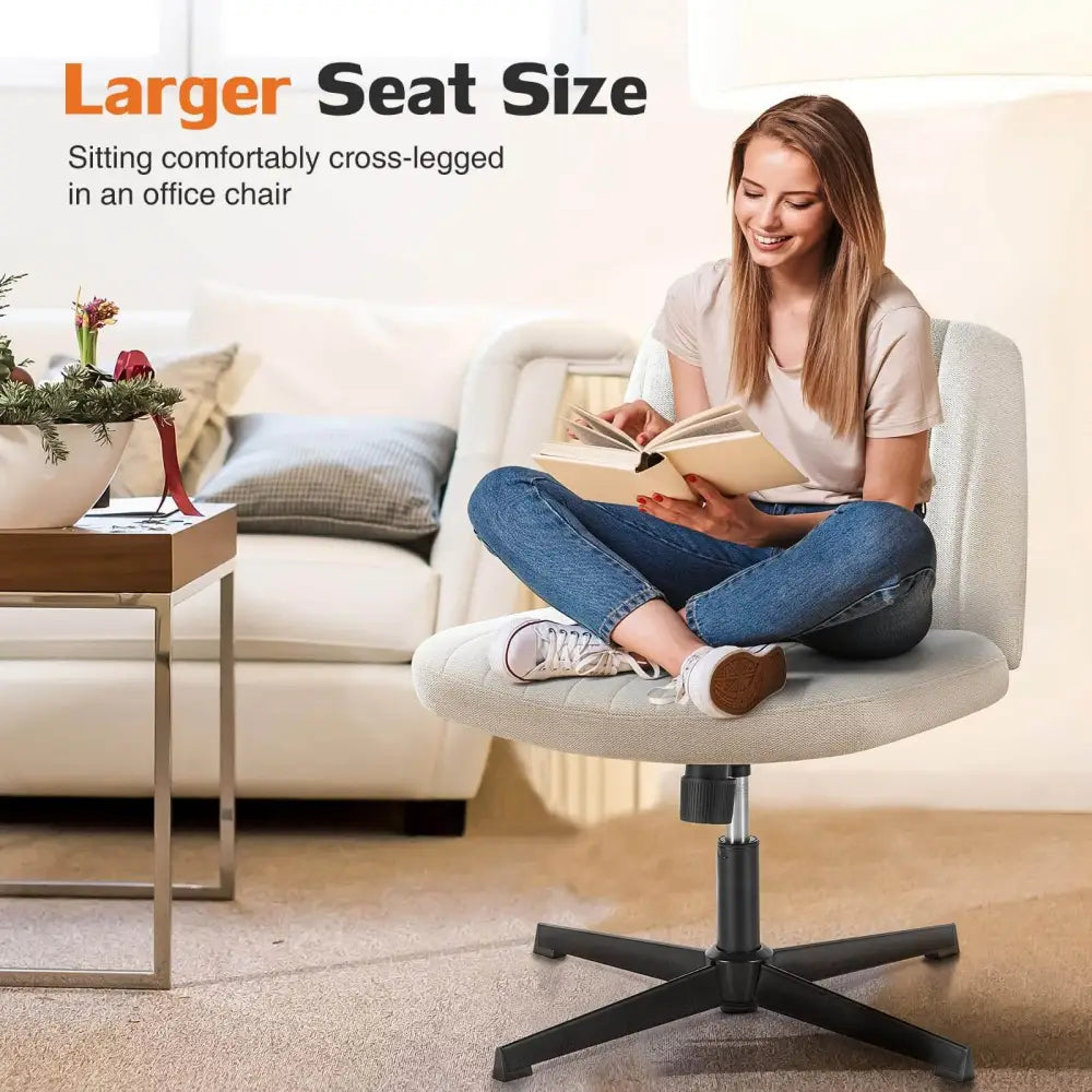 Cross-Legged Chair,No Wheels Armless Swivel Home Office Chair - LauBelle Brand