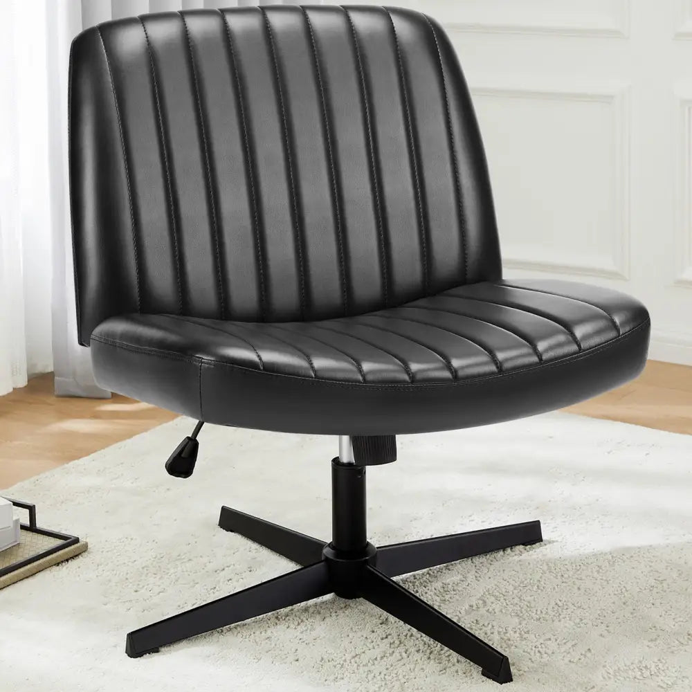 Cross-Legged Chair,No Wheels Armless Swivel Home Office Chair - LauBelle Brand