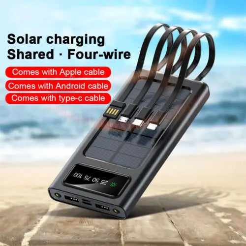 Solar Power Bank 900000mAh Portable External Battery Charger for All Phones - LauBelle