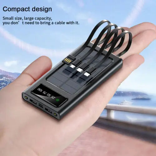Solar Power Bank 900000mAh Portable External Battery Charger for All Phones - LauBelle Brand