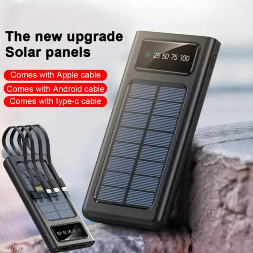 Solar Power Bank 900000mAh Portable External Battery Charger for All Phones - LauBelle Brand