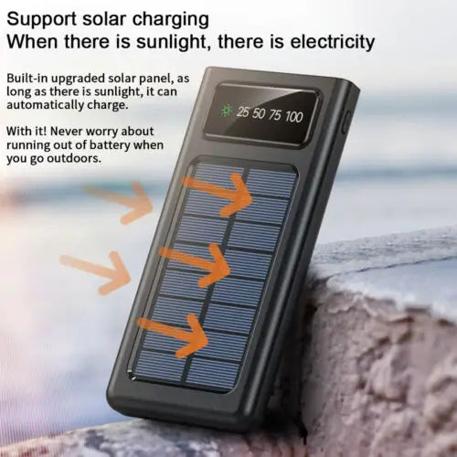 Solar Power Bank 900000mAh Portable External Battery Charger for All Phones - LauBelle Brand