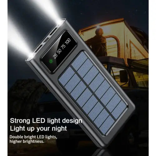 Solar Power Bank 900000mAh Portable External Battery Charger for All Phones - LauBelle Brand