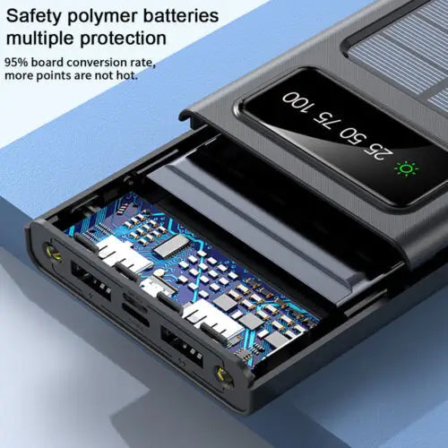 Solar Power Bank 900000mAh Portable External Battery Charger for All Phones - LauBelle Brand