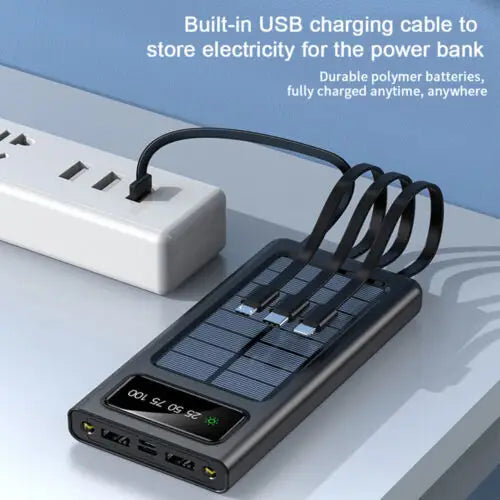 Solar Power Bank 900000mAh Portable External Battery Charger for All Phones - LauBelle Brand