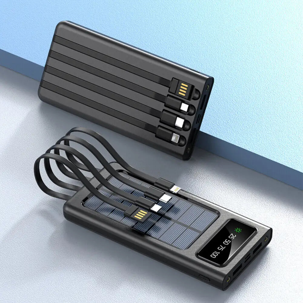 Solar Power Bank 900000mAh Portable External Battery Charger for All Phones - LauBelle