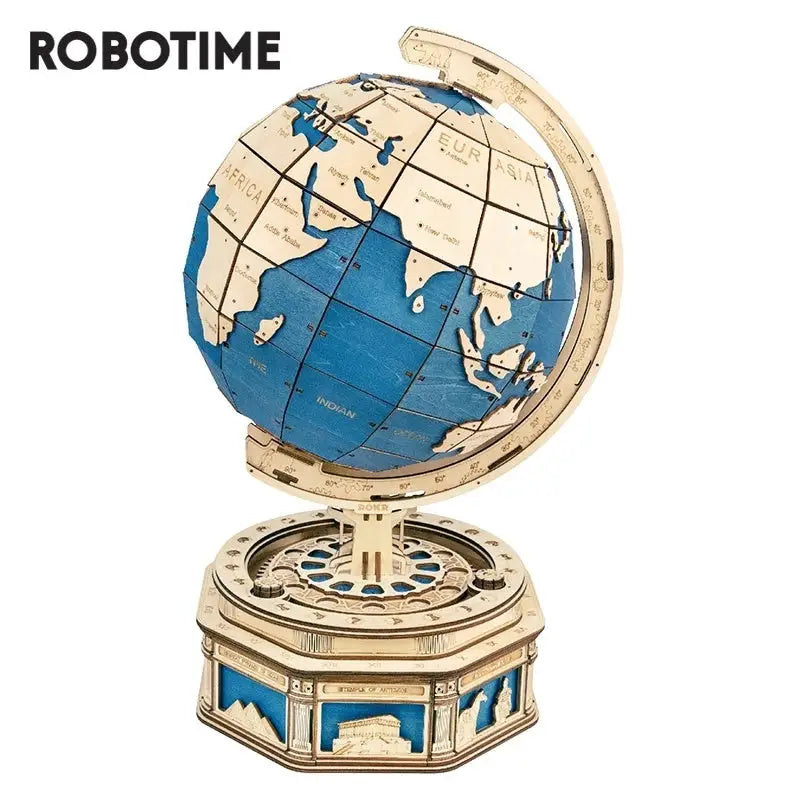 Robotime Globe Earth 567pcs 3D Wooden Puzzle Games Ocean Map Ball Assemble Model - LauBelle