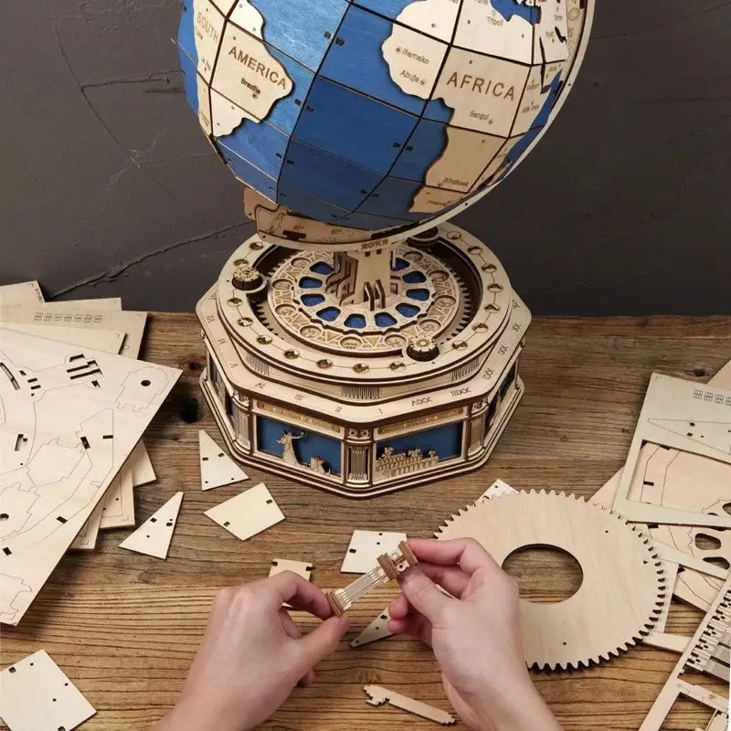 Robotime Globe Earth 567pcs 3D Wooden Puzzle Games Ocean Map Ball Assemble Model - LauBelle Brand