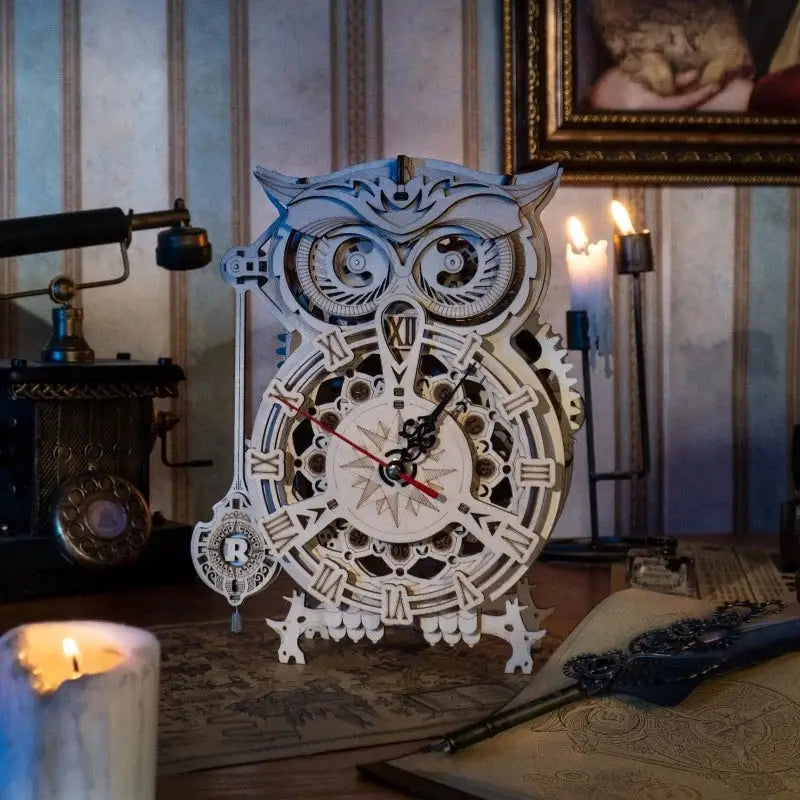Robotime Rokr Creative DIY Toys 3D Owl Wooden Clock Building Block Kit - LauBelle Brand