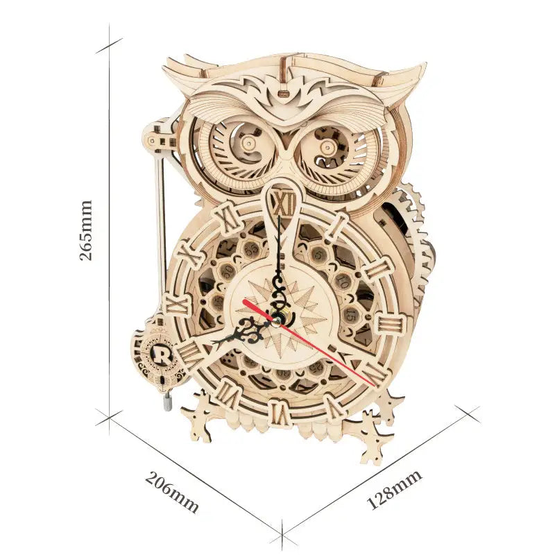 Robotime Rokr Creative DIY Toys 3D Owl Wooden Clock Building Block Kit - LauBelle