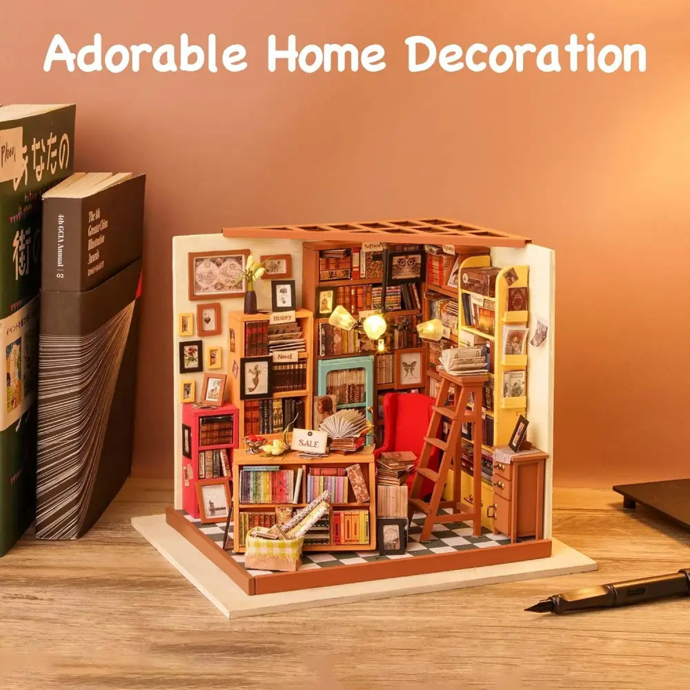 ROBOTIME Rolife DIY Miniature Dollhouse Kits – Wooden 3D Puzzle Houses with LED Lights & Furniture (Sam’s Study, Flower Garden, Cozy Living Room, Coffee House - LauBelle