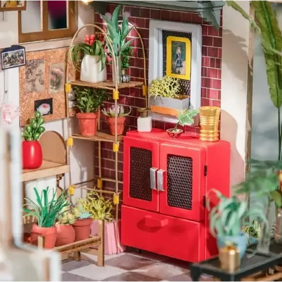 ROBOTIME Rolife DIY Miniature House Kit – Emily's Flower Shop, Wooden Mini House Building Kit with Furniture, LED Lighting & Accessories, DIY Miniature Dollhouse Kit - LauBelle Brand