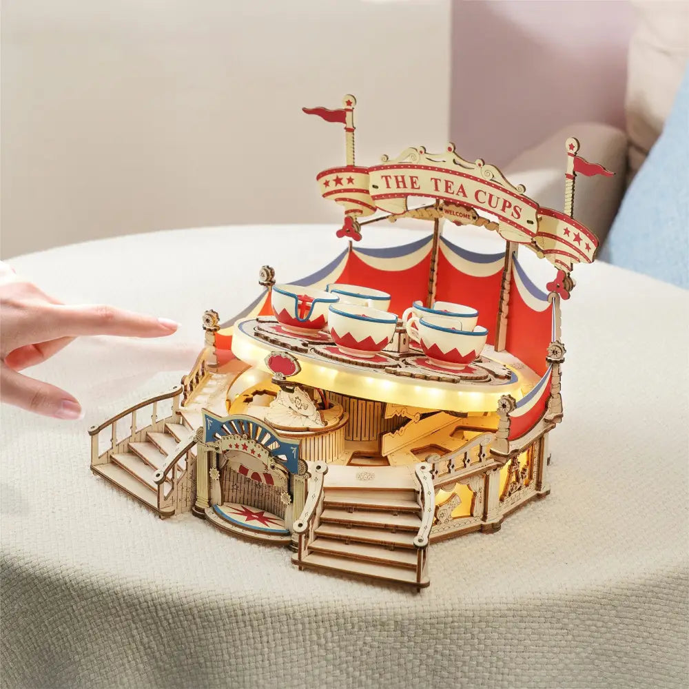 Robotime RokrTilt-A-Whirl DIY Music Box Building Block Amusement Park Series For Kids Adults Easy Assembly 3D Wooden Puzzle - LauBelle Brand