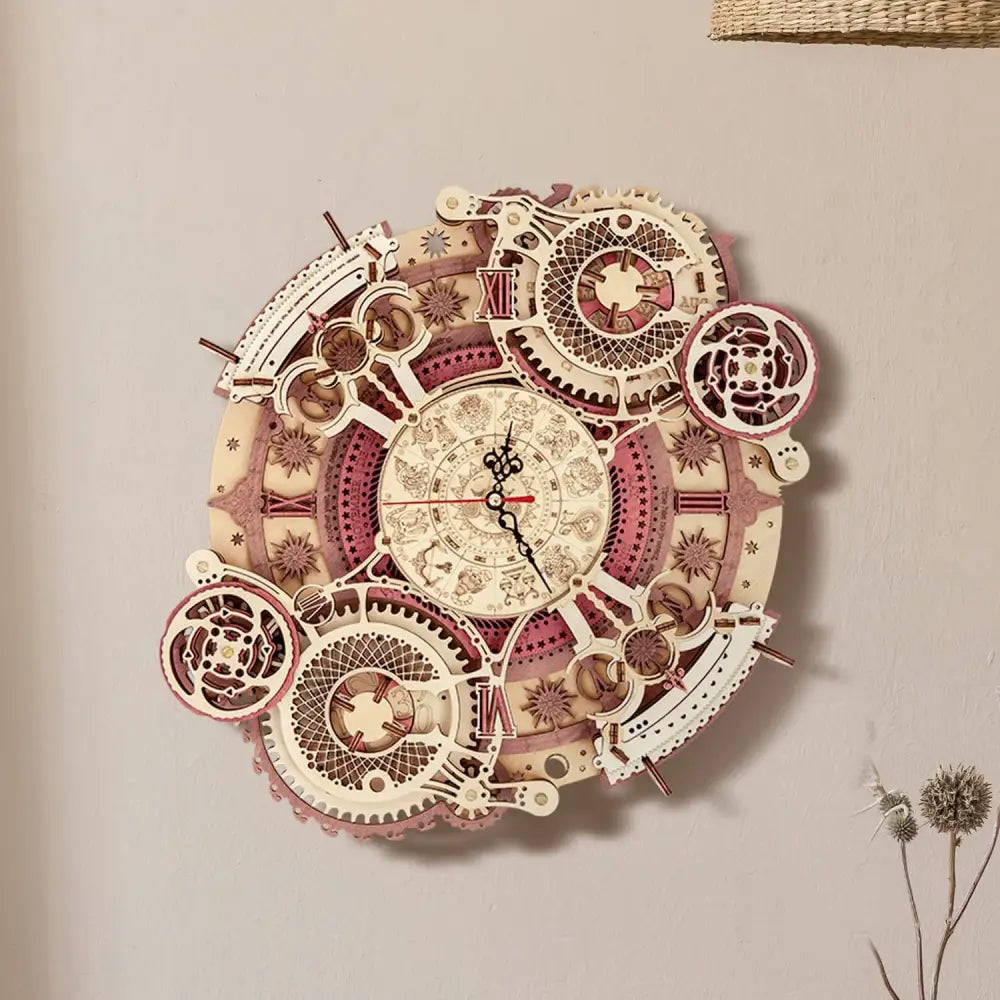Zodiac 3D Wooden Wall Clock Puzzle Assembly Kit 168 Pieces - LauBelle