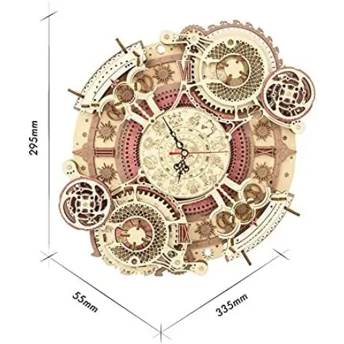 Zodiac 3D Wooden Wall Clock Puzzle Assembly Kit 168 Pieces - LauBelle