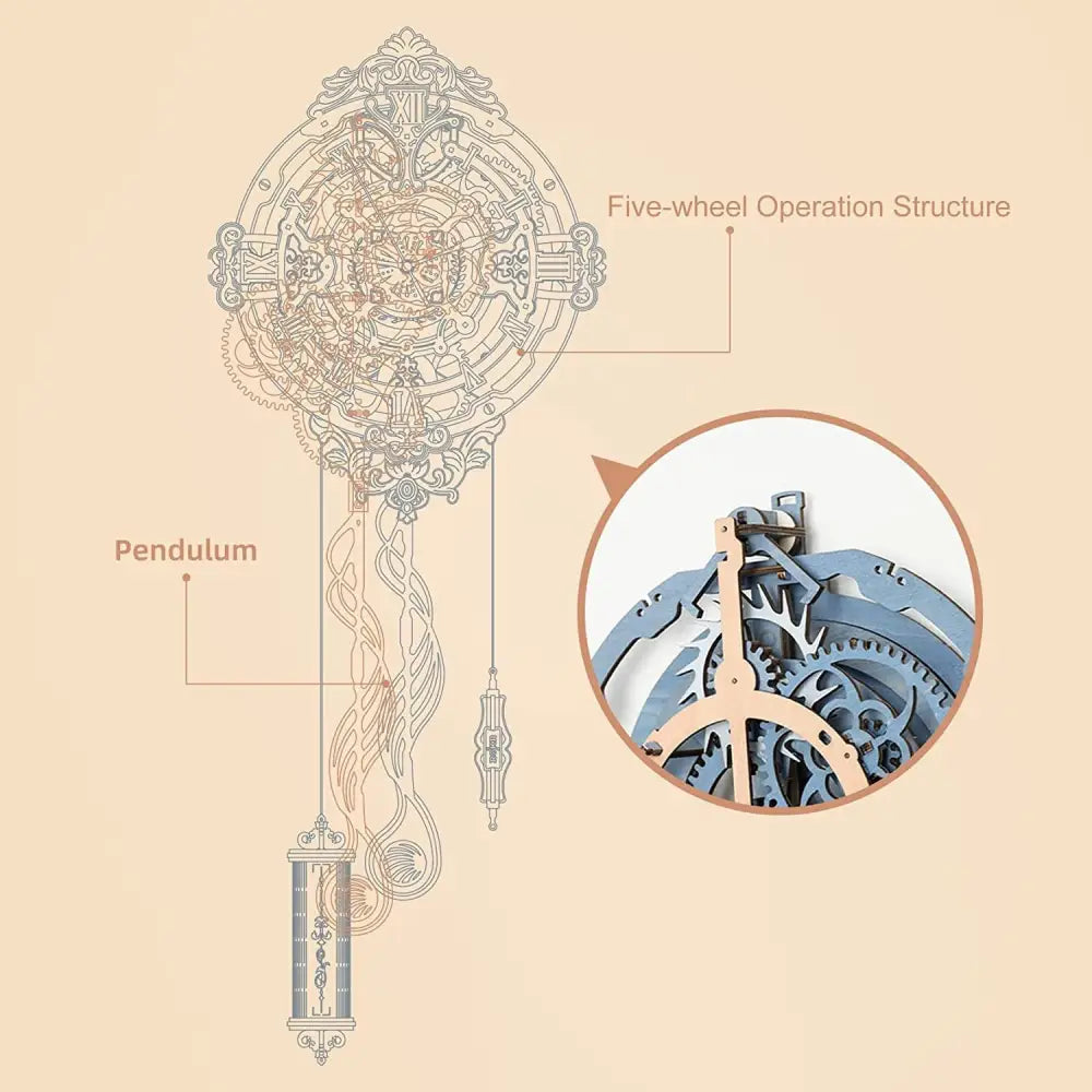 Robotime ROKR Romantic Notes Wall Clock 3D Wooden Puzzle Model - LauBelle Brand