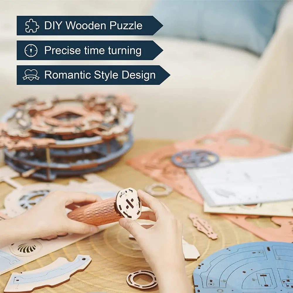 Robotime ROKR Romantic Notes Wall Clock 3D Wooden Puzzle Model - LauBelle Brand