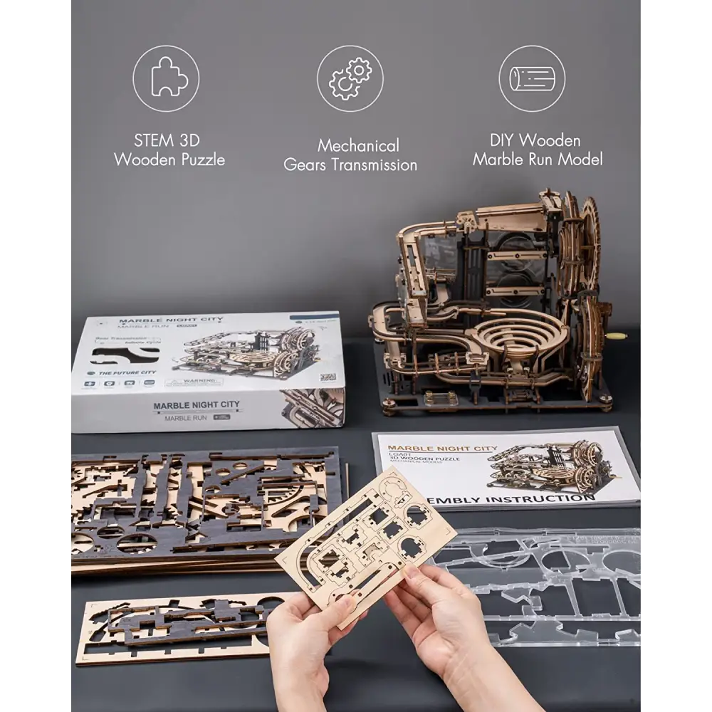 Robotime ROKR Marble Night City 3D Wooden Puzzle Games Assembly - LauBelle Brand