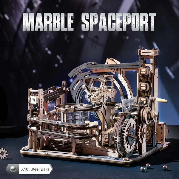 ROBOTIME Marble Run 3D Puzzle Wooden Model Kits, Marble Spaceport LGC01 - LauBelle
