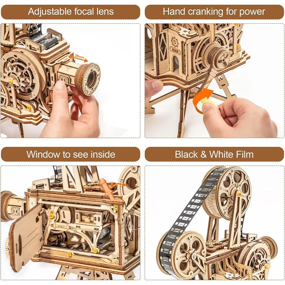 ROKR Retro Movie Projector Vitascope Model LK601 3D Puzzle Assembly Kit - LauBelle Brand