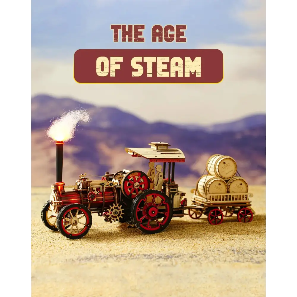 ROKR 3D Wooden Puzzle Car Model Steam Engine Mechanical - LauBelle Brand