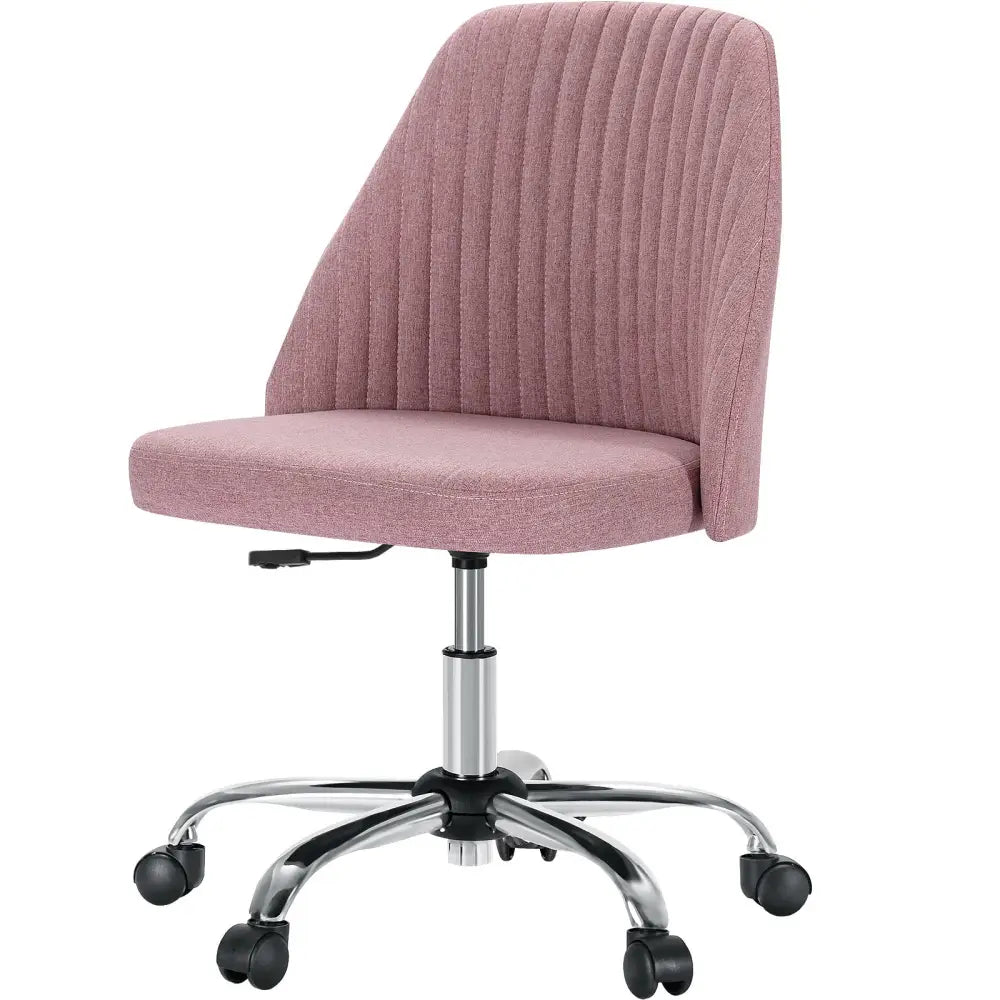 Modern Fabric Armless Adjustable Swivel Office Desk Chairs With Wheels - LauBelle