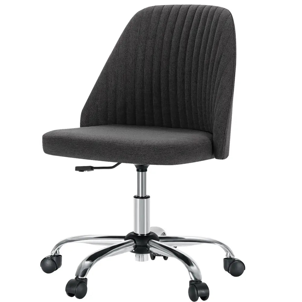 Modern Fabric Armless Adjustable Swivel Office Desk Chairs With Wheels - LauBelle Brand