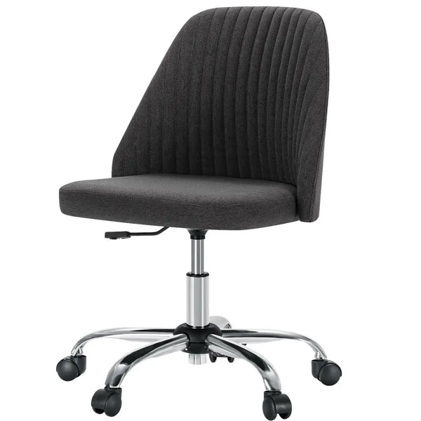 Modern Fabric Armless Adjustable Swivel Office Desk Chairs With Wheels - LauBelle