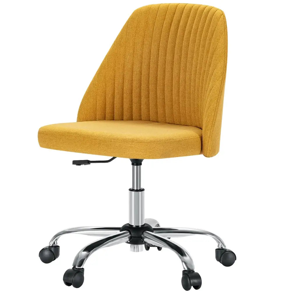 Modern Fabric Armless Adjustable Swivel Office Desk Chairs With Wheels - LauBelle Brand