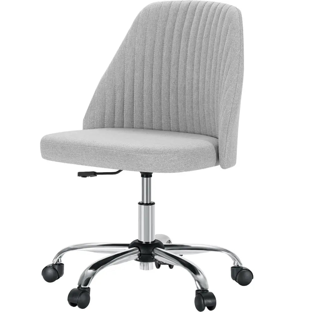 Modern Fabric Armless Adjustable Swivel Office Desk Chairs With Wheels - LauBelle Brand
