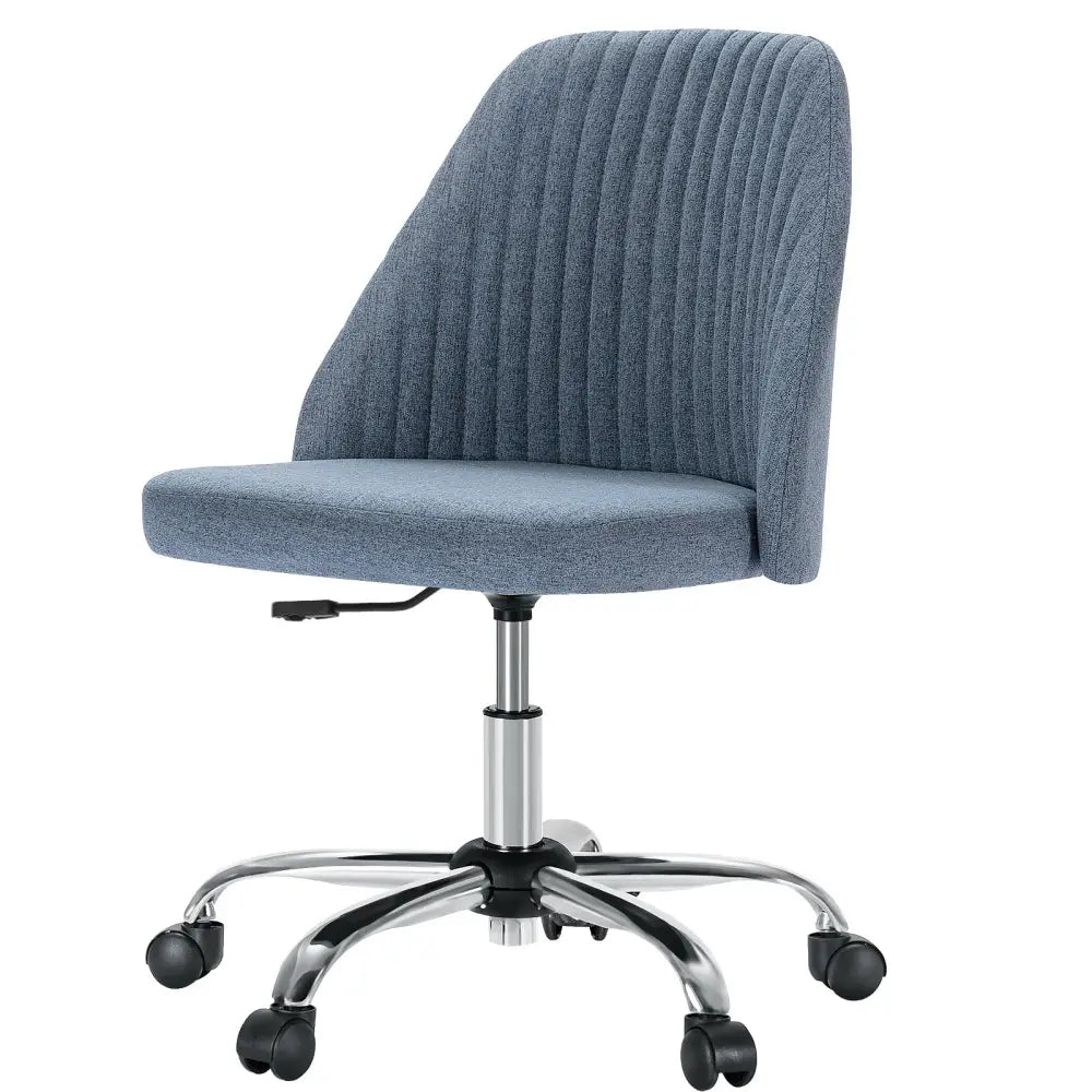 Modern Fabric Armless Adjustable Swivel Office Desk Chairs With Wheels - LauBelle Brand