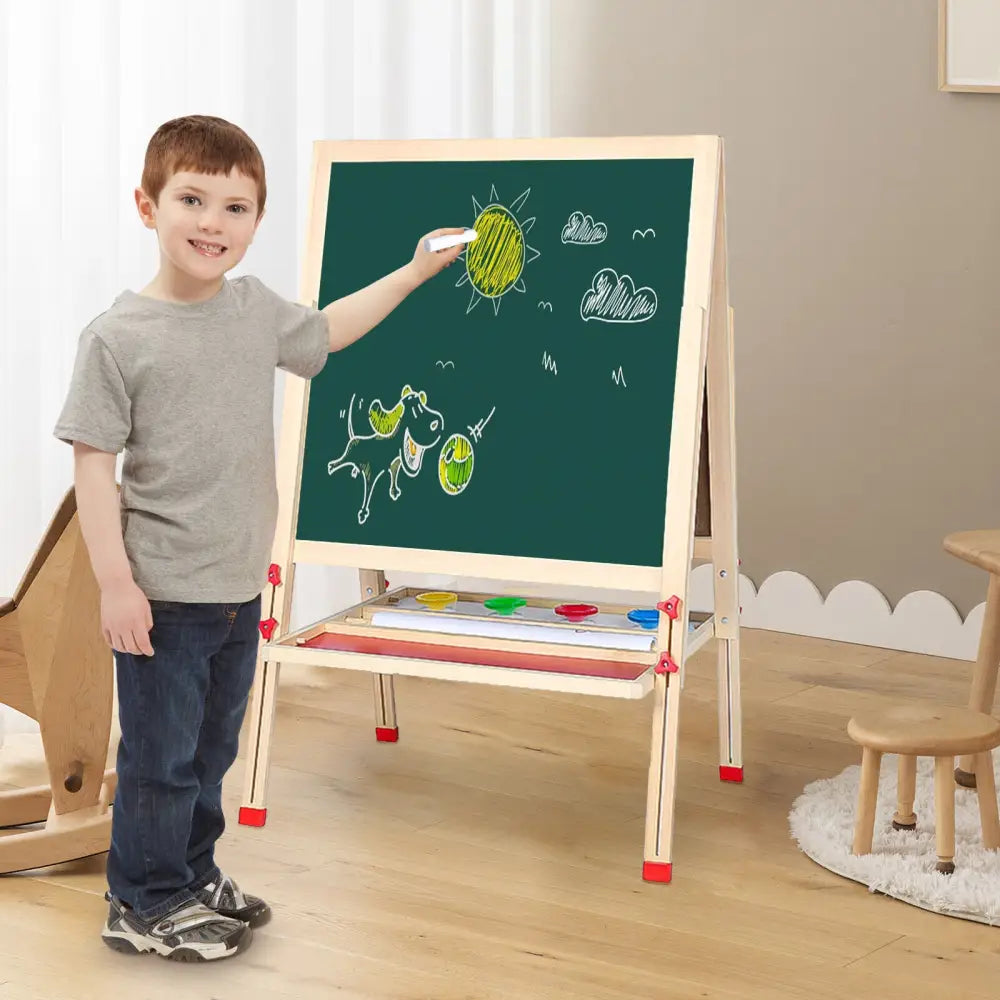 Double-Sided Wooden Magnetic Drawing Board for Kids Ages 3–15 – Chalkboard & Whiteboard Educational Toy - LauBelle
