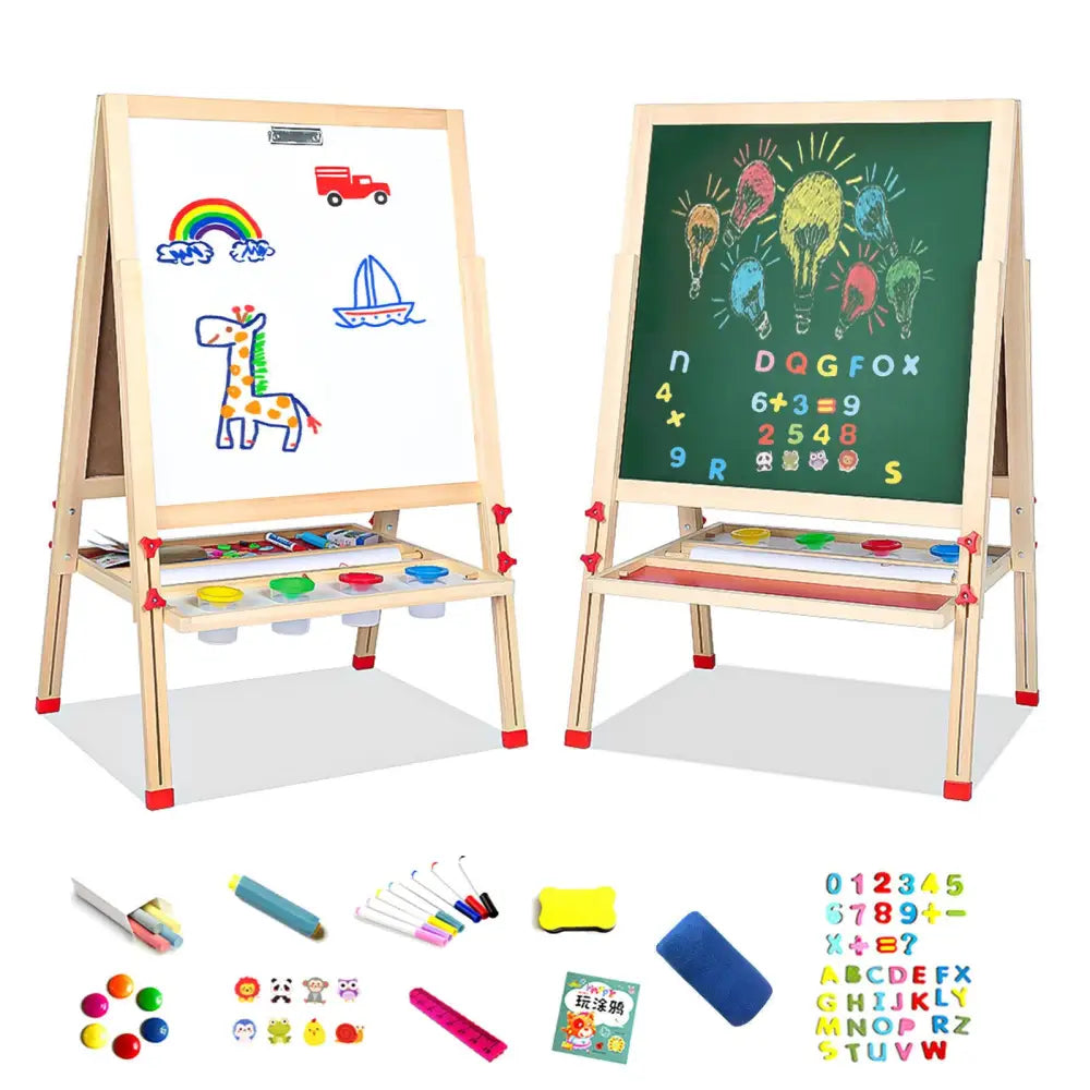Double-Sided Wooden Magnetic Drawing Board for Kids Ages 3–15 – Chalkboard & Whiteboard Educational Toy - LauBelle
