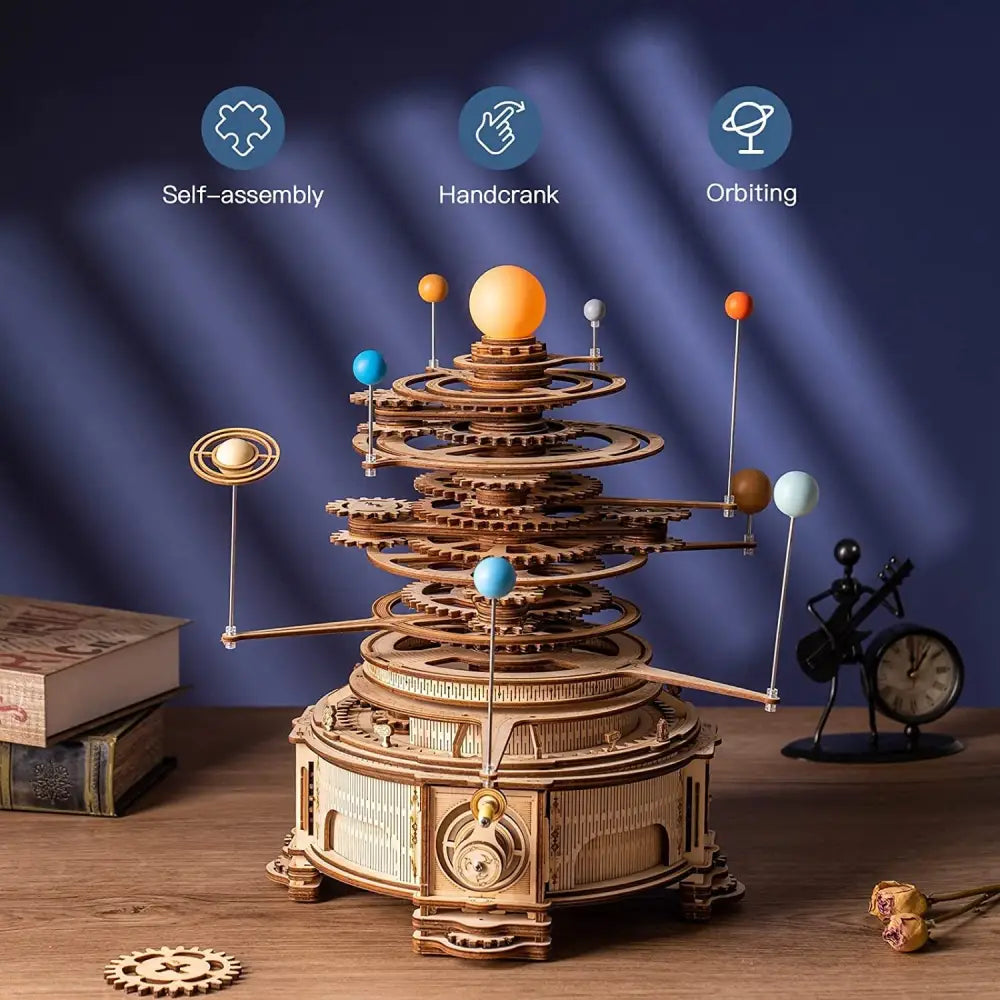 Robotime ROKR 316PCS Rotatable Mechanical Orrery 3D Wooden Puzzle Assemble Model Building Kits - LauBelle Brand