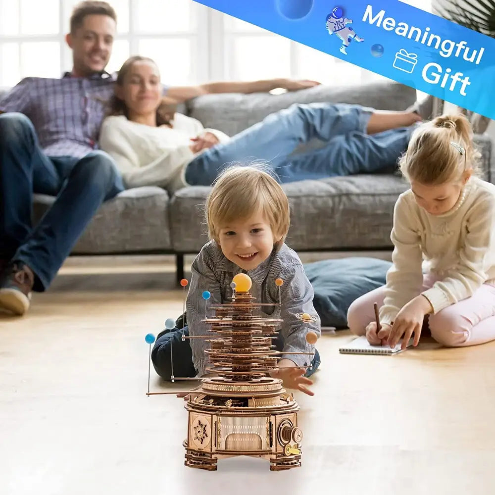 Robotime ROKR 316PCS Rotatable Mechanical Orrery 3D Wooden Puzzle Assemble Model Building Kits - LauBelle Brand