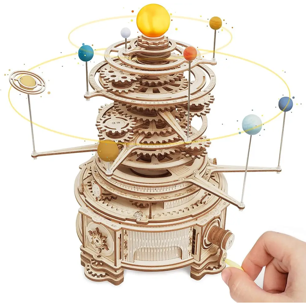 Robotime ROKR 316PCS Rotatable Mechanical Orrery 3D Wooden Puzzle Assemble Model Building Kits - LauBelle Brand