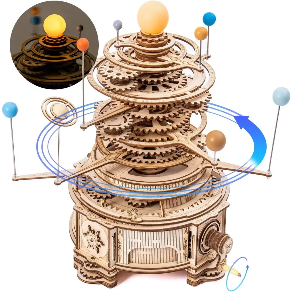 Robotime ROKR 316PCS Rotatable Mechanical Orrery 3D Wooden Puzzle Assemble Model Building Kits - LauBelle Brand