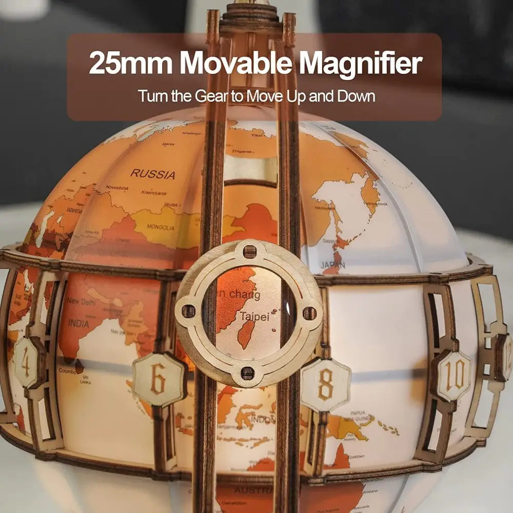 ROKR 3D Wooden Luminous Globe Puzzle – 180PCS Model Building Kit, Educational Toy for Kids & Adults - LauBelle Brand