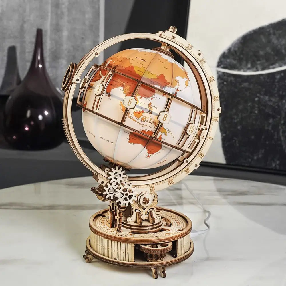 ROKR 3D Wooden Luminous Globe Puzzle – 180PCS Model Building Kit, Educational Toy for Kids & Adults - LauBelle Brand