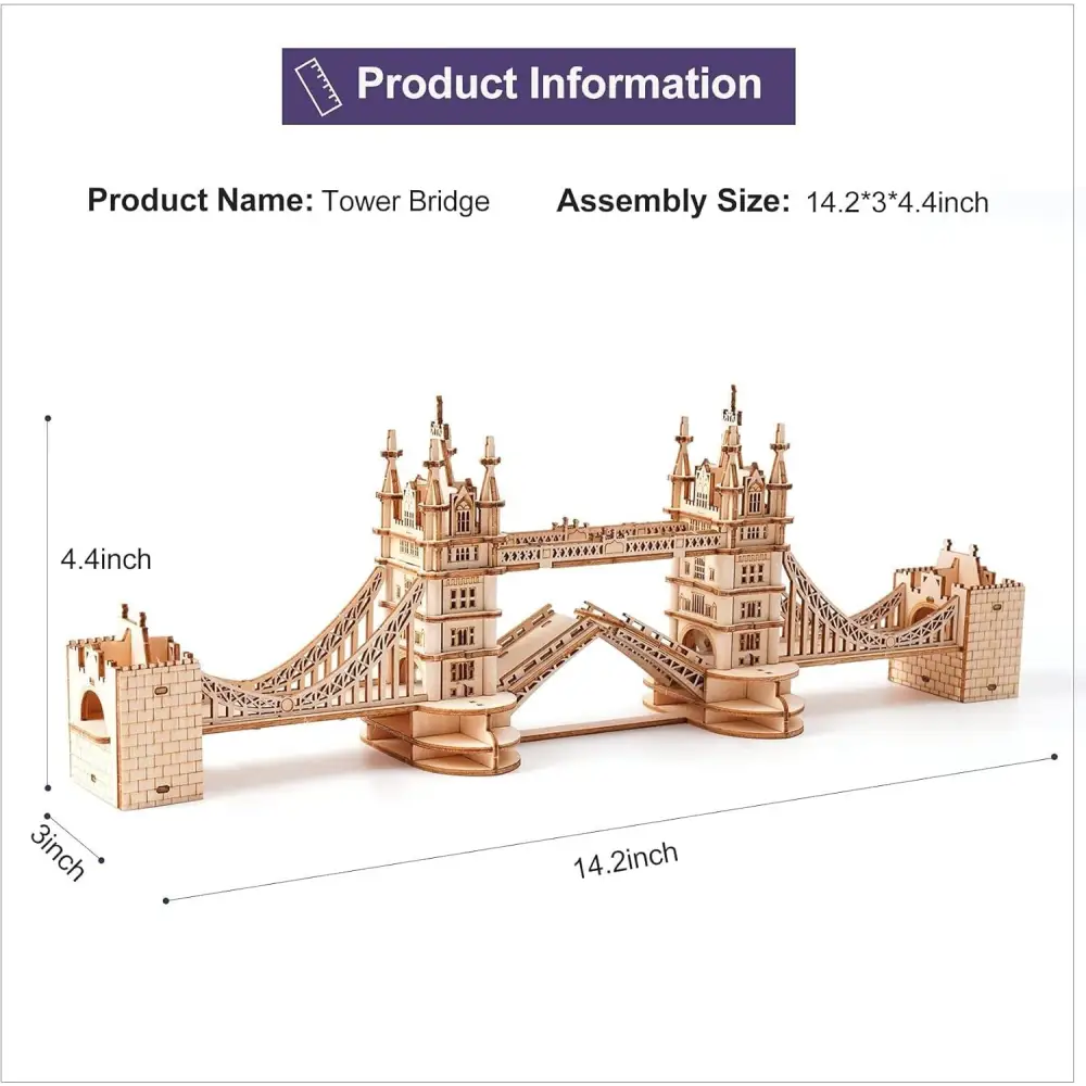 ROBOTIME 3D Wooden Puzzle London Tower Bridge Model Kit - LauBelle