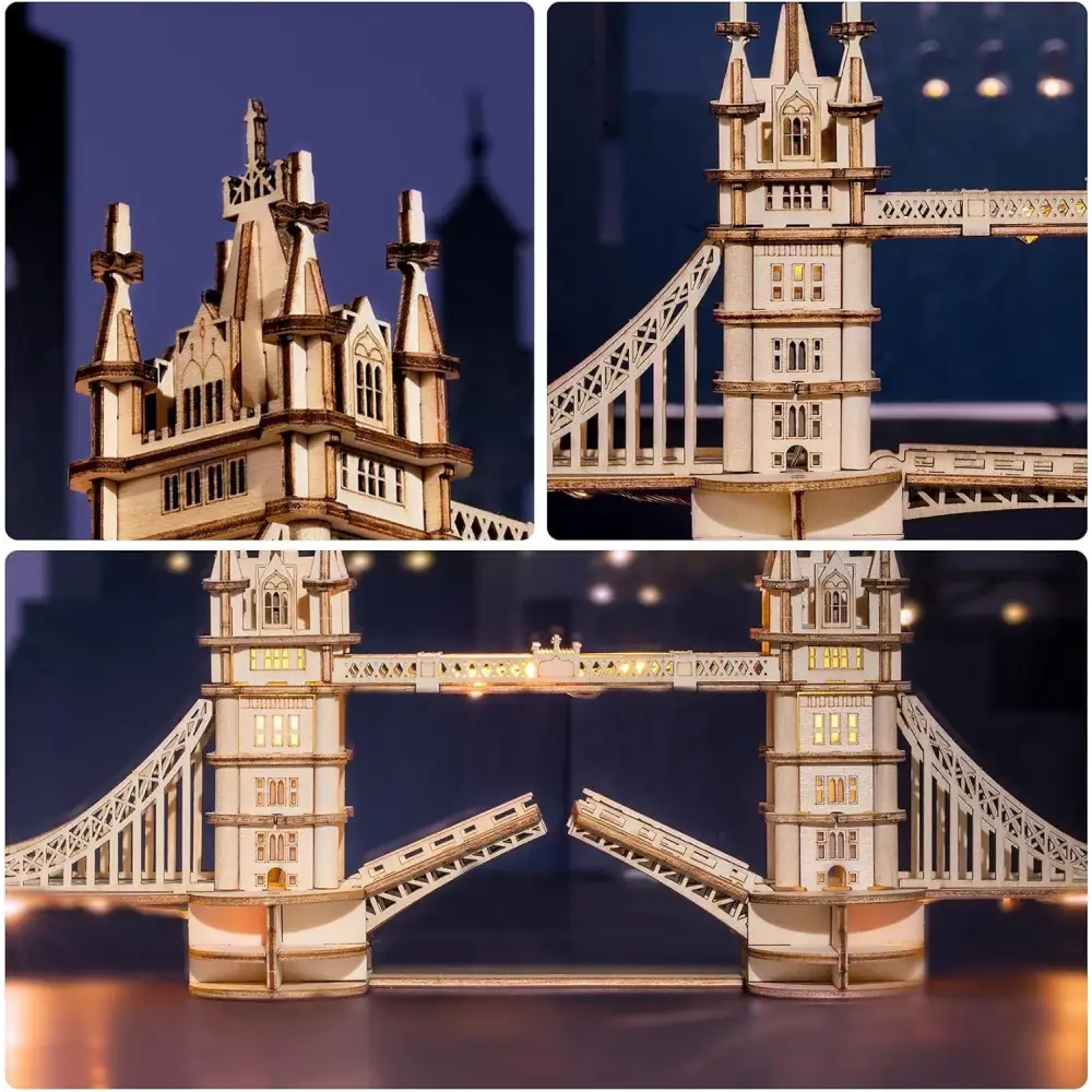 ROBOTIME 3D Wooden Puzzle London Tower Bridge Model Kit - LauBelle Brand
