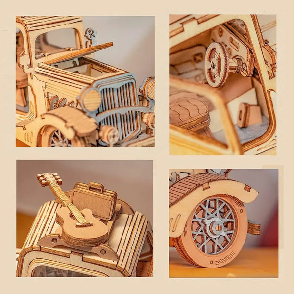 Robotime Rolife Vintage Car and Tramcar Model 3D Wooden Puzzle - LauBelle